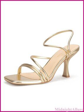 Strappy Kitten Heel Square Open Toe Ankle Strap Party Wedding Sandals
